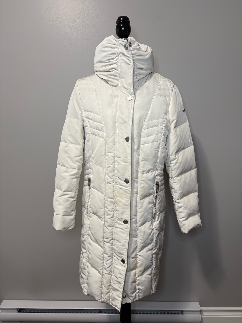 Kenneth Cole New York Long Quilted Puffer Coat White